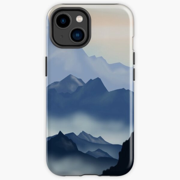 cute mountain misty landscape blue watercolor flat design. Iphone or Samsung phone Case &amp; Cover iPhone Tough Case RB1008 product Offical amp Merch