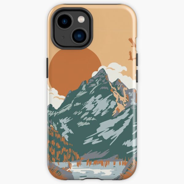 Fascinating mountain landscape, painting, watercolor flat design. Iphone or Samsung phone Case &amp; Cover iPhone Tough Case RB1008 product Offical amp Merch