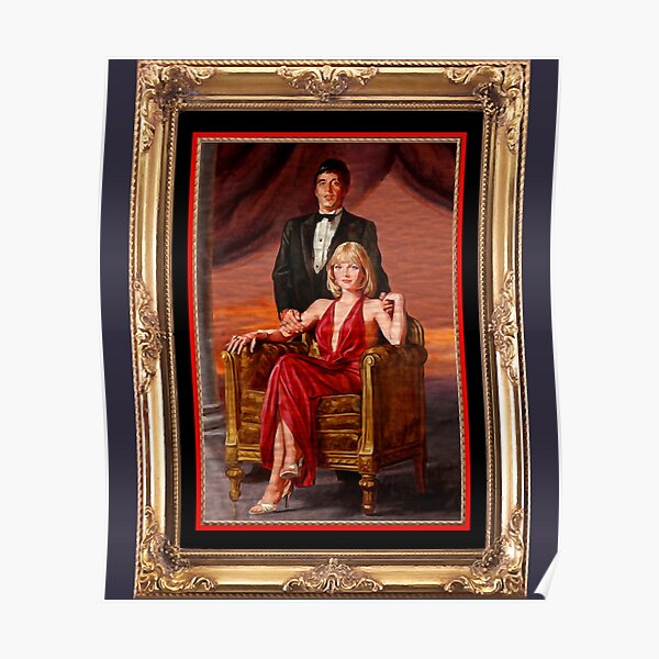 Mens Womens Scarface Canvas Portrait of Tony & Elvira  Poster RB1008 product Offical amp Merch