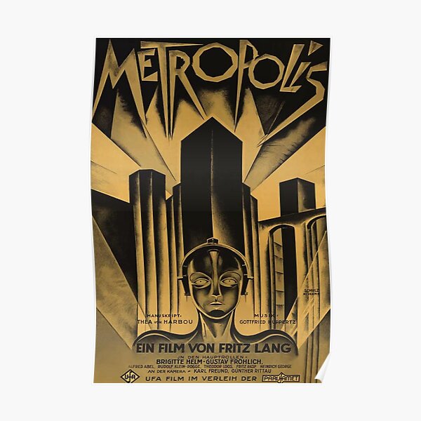Metropolis, Fritz Lang, 1926 - vintage movie poster, b&w Poster RB1008 product Offical amp Merch