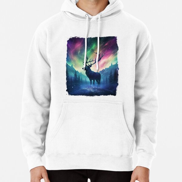 Northern Light scenery mountains trees & Deer Pullover Hoodie RB1008 product Offical amp Merch