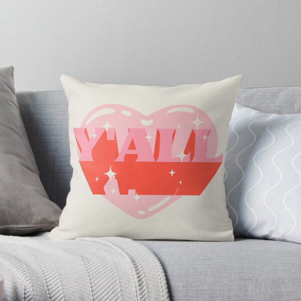 YALL | HOWDY Y'ALL Pink Cowgirl Heart Cowboy Rodeo Love Preppy Aesthetic | White Background Throw Pillow RB1008 product Offical amp Merch