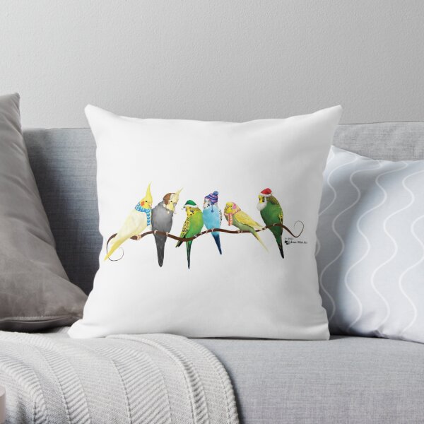 Winter Parakeets & Cockatiels  Throw Pillow RB1008 product Offical amp Merch