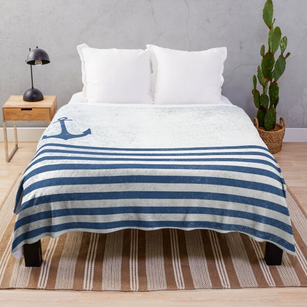 Regatta anchor with stripes white blue vintage nautical marine for captains & amp; amp; amp; amp; amp; amp; amp; amp; amp; amp; amp; amp; amp; amp; amp; amp; amp; amp; amp; amp; amp; amp; amp; amp; amp; amp; amp; amp; Boat owner Throw Blanket RB1008 product Offical amp Merch