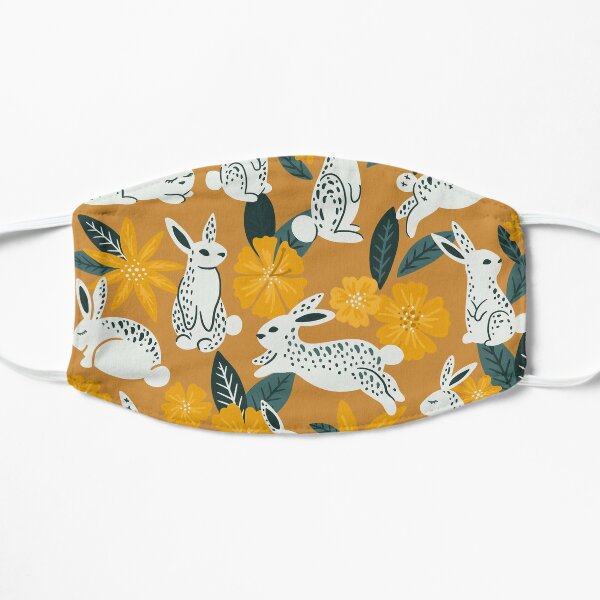 Bunnies & Blooms - Ochre & Teal Palette Flat Mask RB1008 product Offical amp Merch